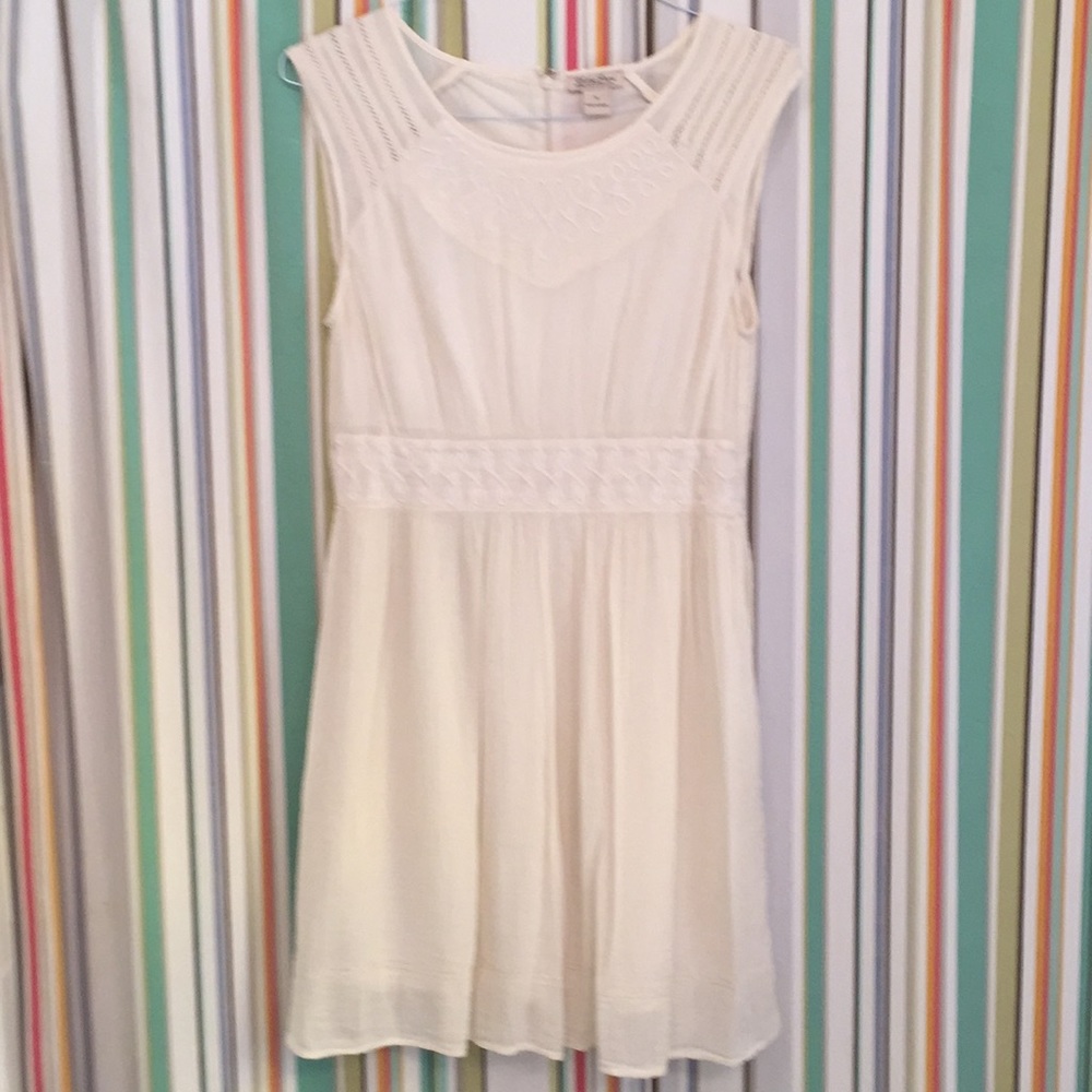 Cream cotton gauze lined dress